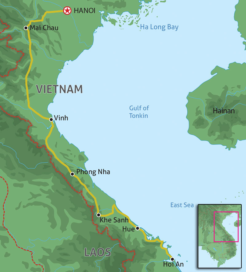 Hanoi to Hoi An via the Ho Chi Minh Trail tour map